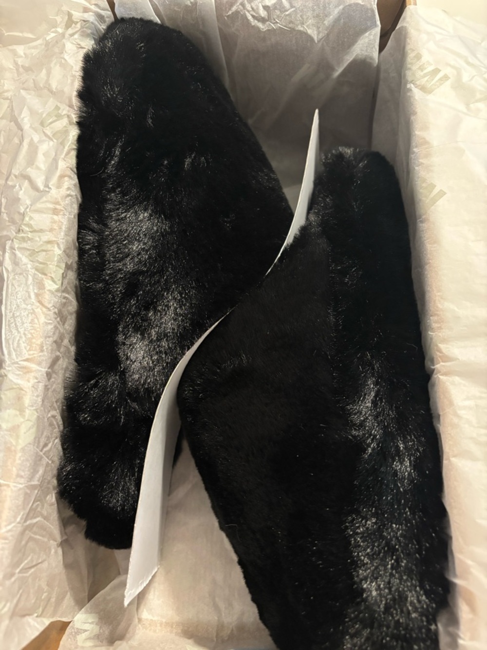 MIA Black Faux Fur Slide Slippers